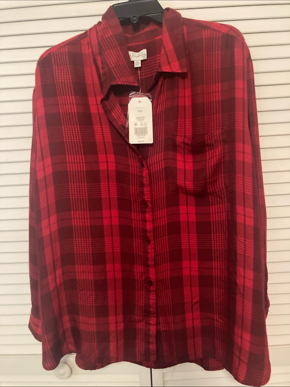 Wonderly Red and Black Plaid Button-Down Shirt NWT Sz XXL